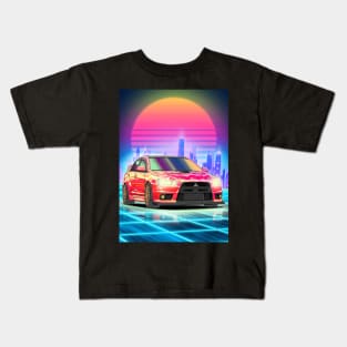 Synthwave Mitsubishi Evolution 10 (2007) Kids T-Shirt